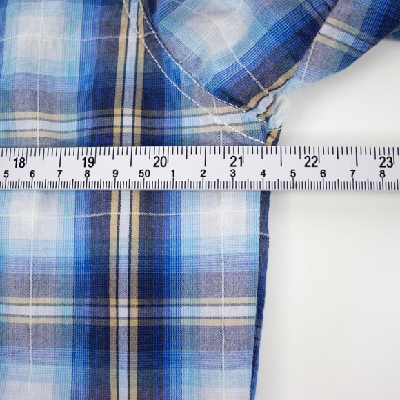 A. Prodigee Blue Multicolor Button Up Short Sleeve Shirt Mens SIZE L - Picture 5 of 8